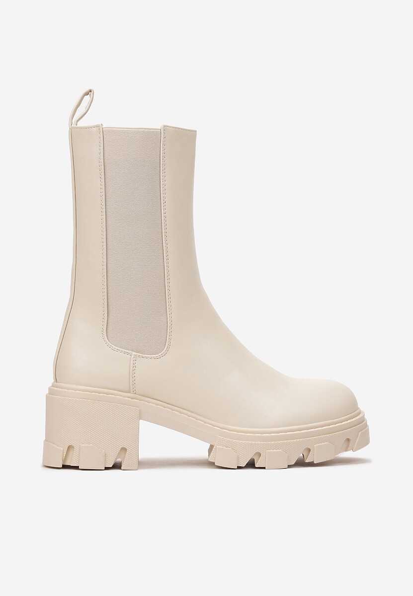 Beżowe Botki w Stylu Grunge na Masywnej Podeszwie Iothea