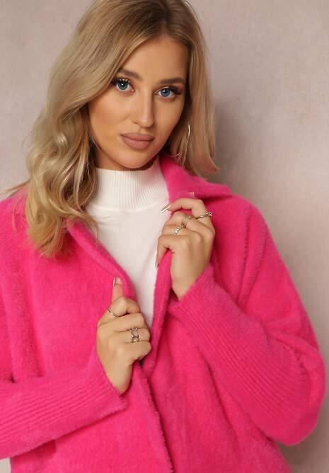 Fuksjowy Płaszcz z Bawełną Oversize Brumisia