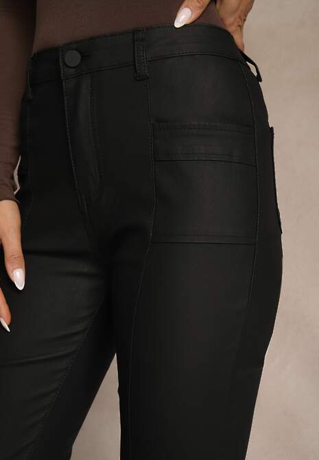 Czarne Spodnie Dzwony High Waist Eliov