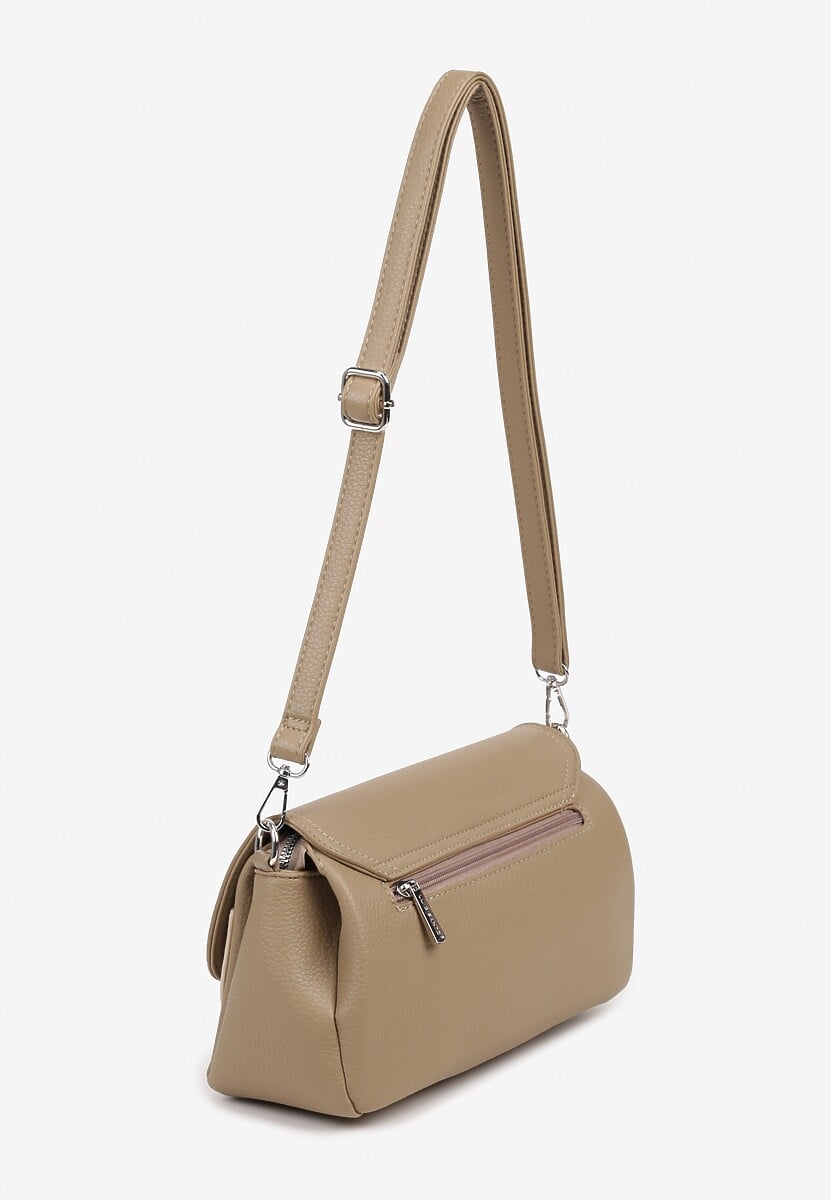 Beżowa Torebka Typu Listonoszka na Pasku z Możliwością Regulacji Reiselle