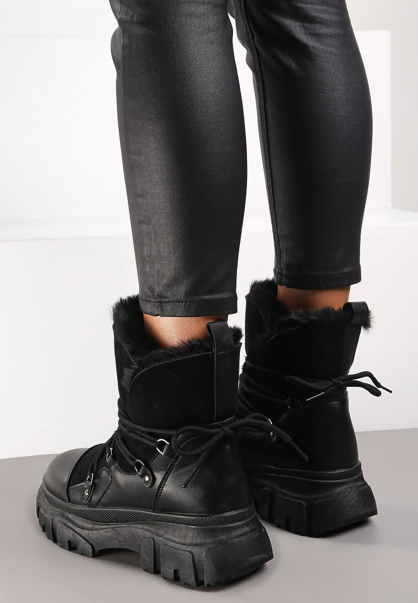 Czarne Śniegowce na Grubej Podeszwie Isothoe