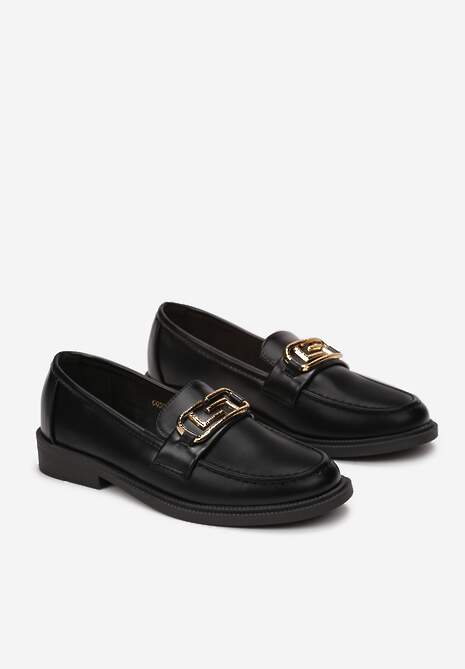 Czarne Mokasyny Wsuwane z Klamerką Wesley