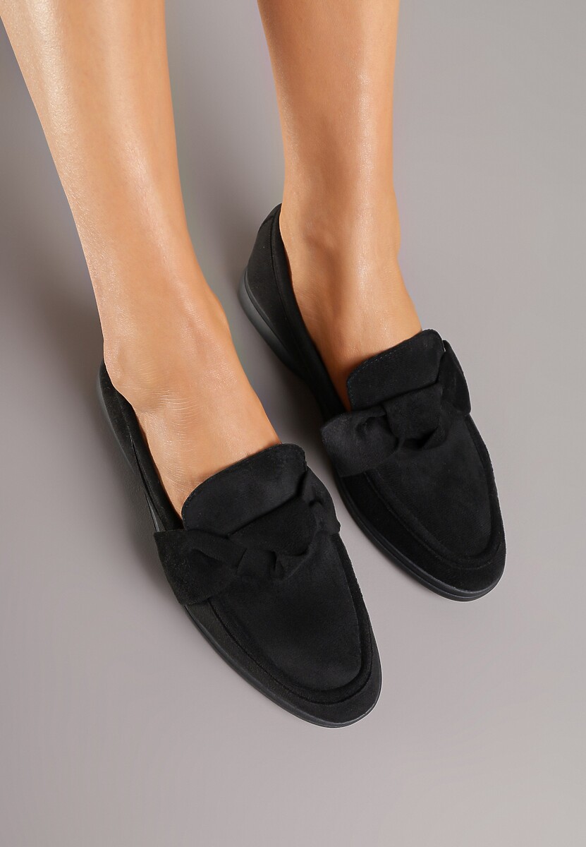 Czarne Mokasyny z Aplikacją Kokardek Tulavira