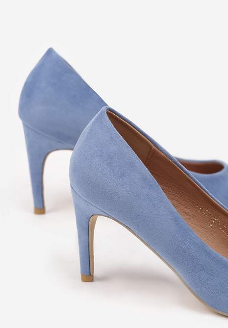 Jasnoniebieskie Casualowe Szpilki Vices z Wkładką ze Skóry Naturalnej Cleinae
