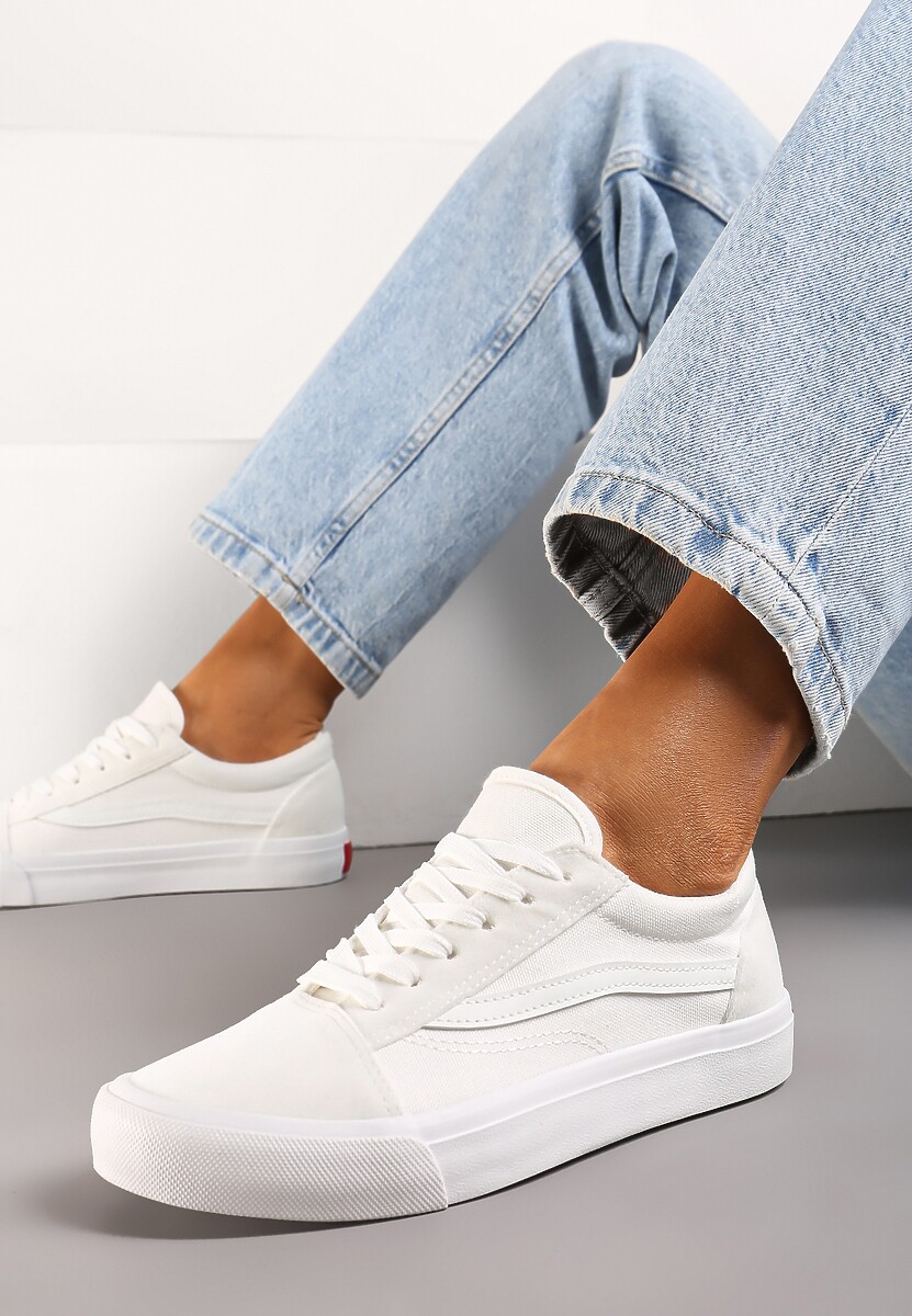 Białe Tenisówki z Boczną Naszywką Simeris