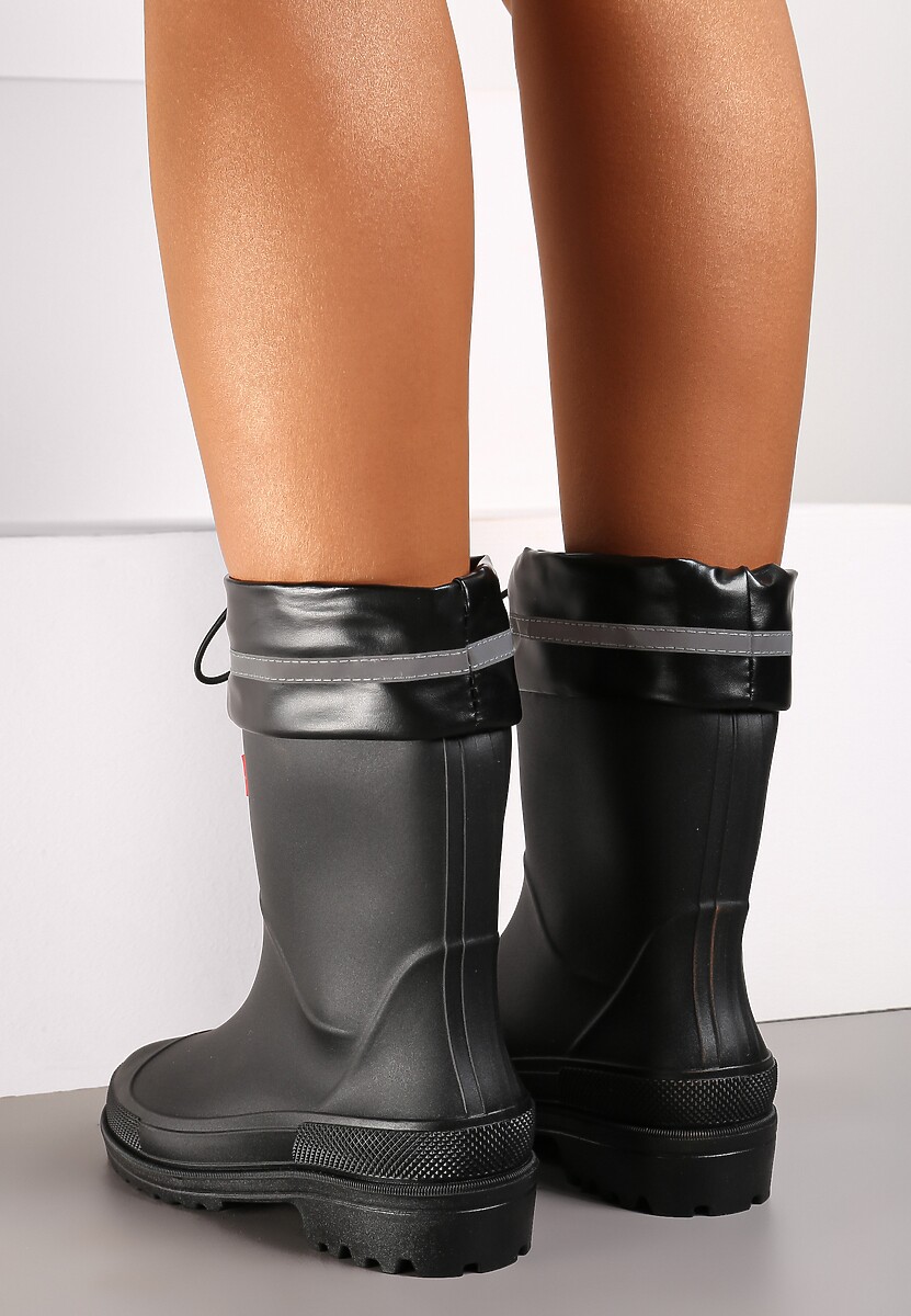 Czarne Kalosze Hunterki Wykończone Odblaskiem i Ściągaczem Vimariay