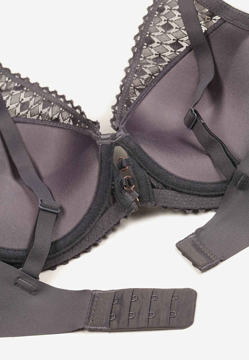 Ciemnofioletowy Biustonosz z Koronki z Efektem Push-Up Garnena