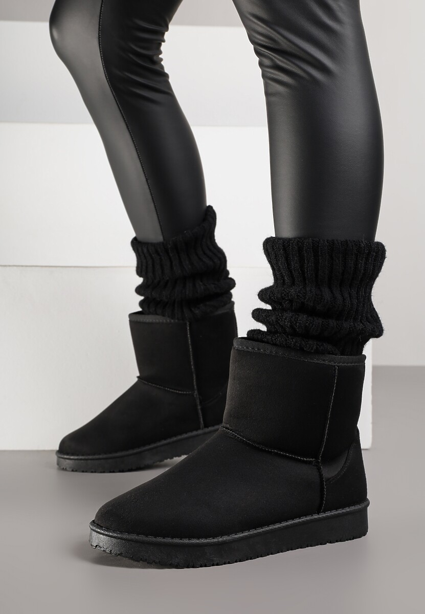 Czarne Śniegowce z Przeszyciami po Bokach Retena