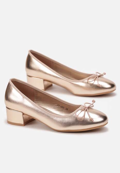 Szampańskie Czółenka na Niewysokim Obcasie z Subtelną Kokardką Ottaviama