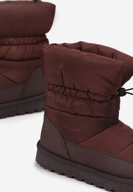 Brązowe Pikowane Śniegowce z Troczkiem Pehn