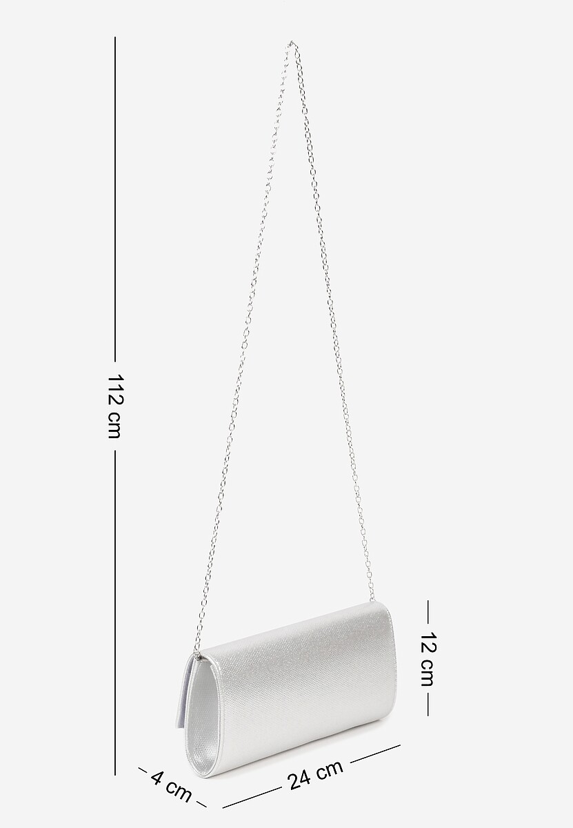 Srebrna Torebka Kopertówka z Łańcuszkiem Zdobiona Aplikacją Idarosea