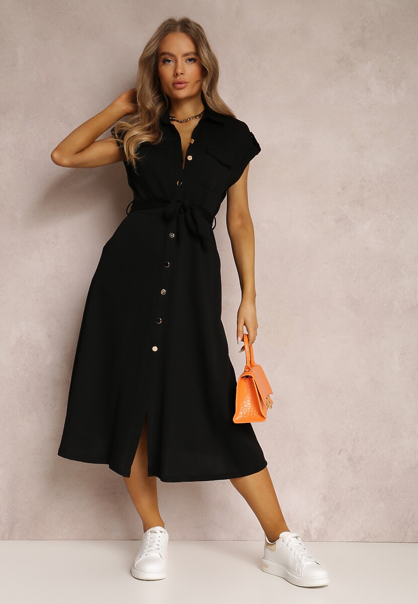 Czarna Sukienka Koszulowa Eiditrite