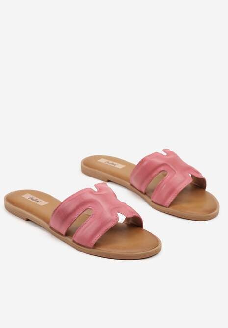 Różowe Klapki Basic z Wycięciami Varauri