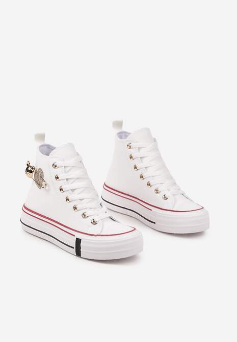 Białe Trampki za Kostkę Ozdobione Aplikacją 3D Vizana