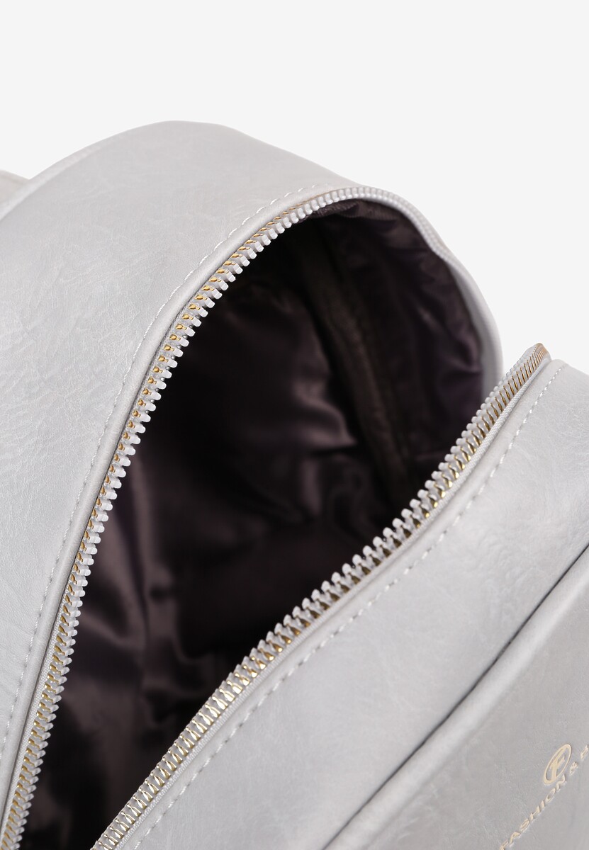 Szary Casualowy Plecak z Metalicznym Suwakiem Idalerra