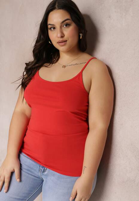 Czerwony Bawełniany Top na Regulowanych Ramiączkach Resalio