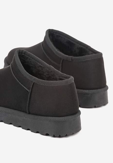 Czarne Niskie Śniegowce o Wsuwanym Fasonie Alodra