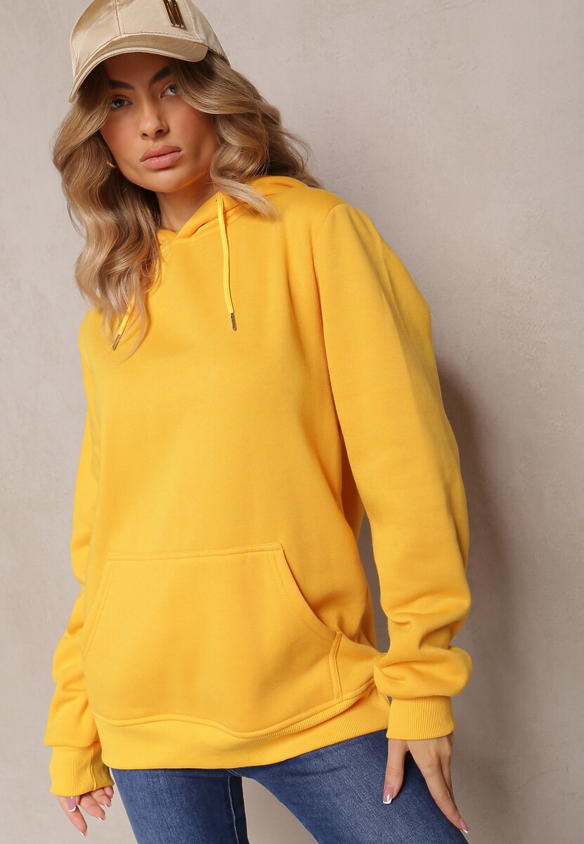Żółta Bluza z Kapturem i Kieszenią Cazallo