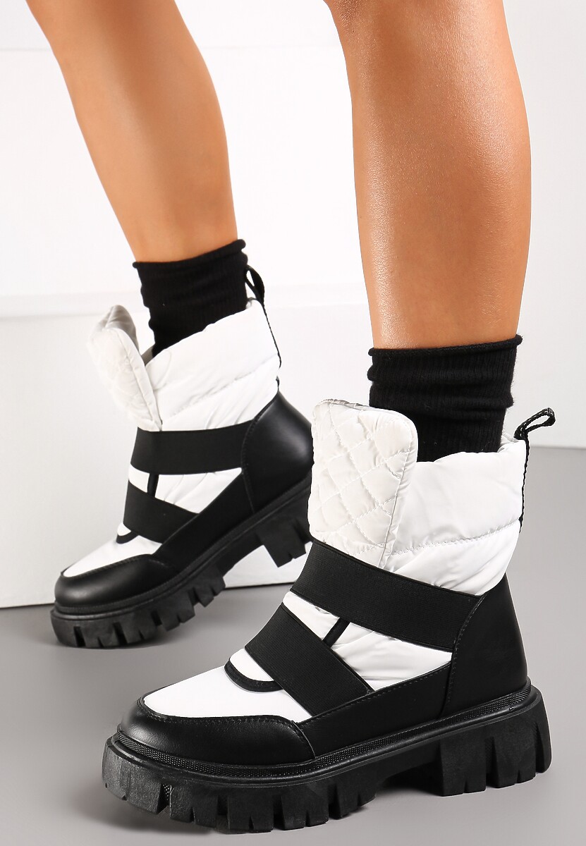 Czarno-Białe Śniegowce Wsuwane Pikowane Arjis