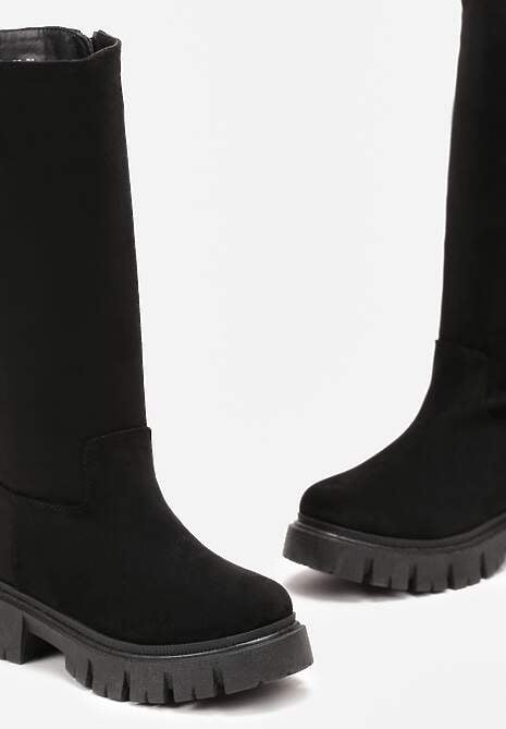 Czarne Kozaki przed Kolano na Grubej Podeszwie Zeffira