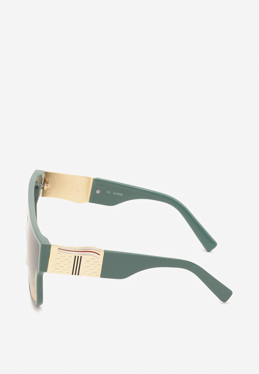 Zielone Geometryczne Okulary Przeciwsłoneczne w Panterkę z Filtrem UV Griosae