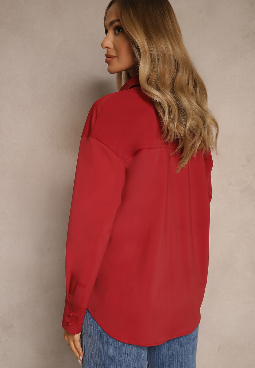 Bordowa Koszula z Wiskozą w Klasycznym Stylu Lisarila