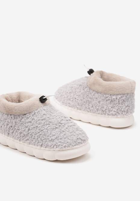 Szare Kapcie Vices z Futerkiem i Dodatkowym Ściągaczem Calavina