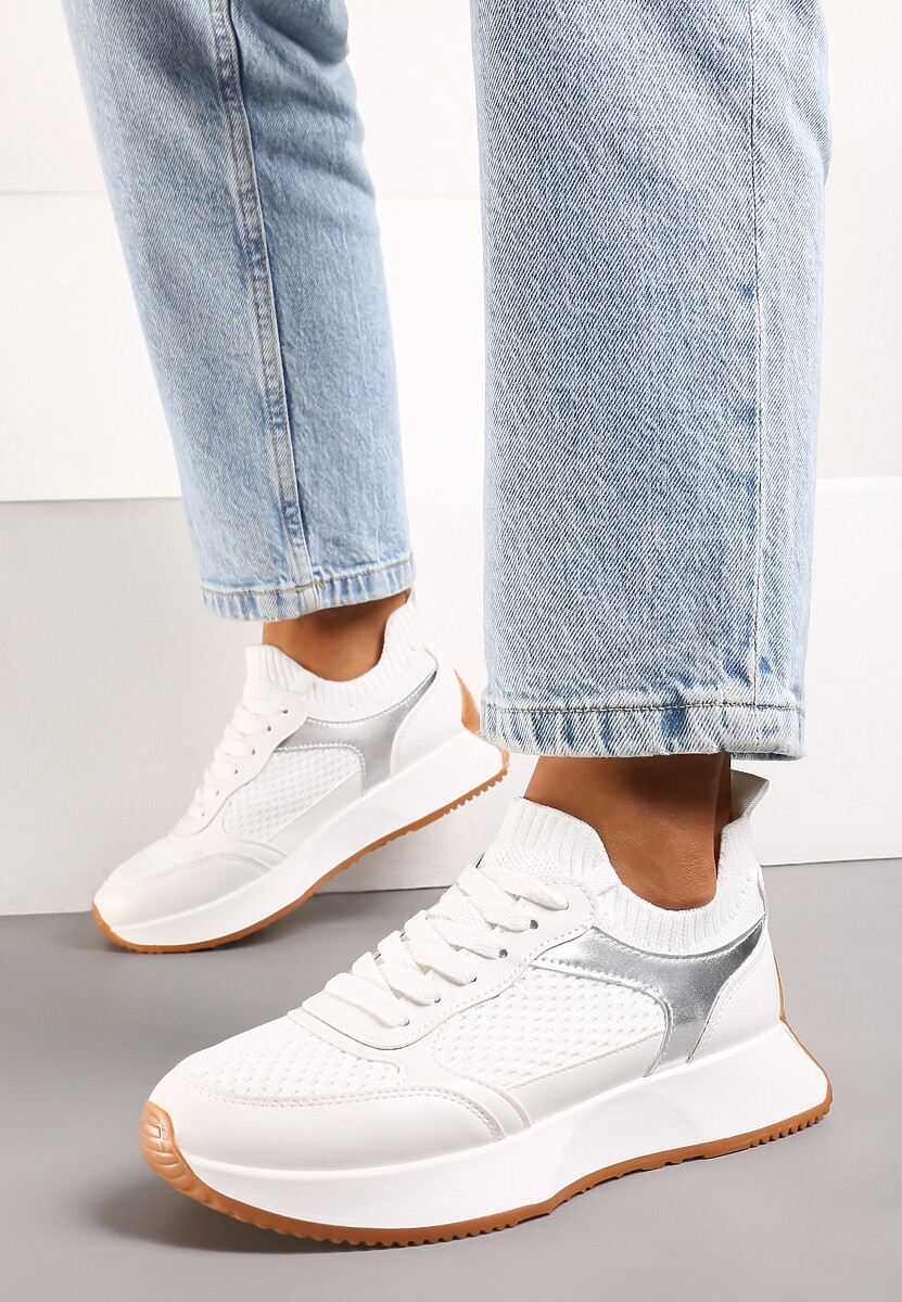 Białe Sneakersy ze Skarpetkową Cholewką Willowa