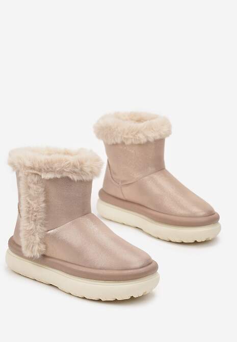 Złote Śniegowce za Kostkę z Futerkiem na Platformie Daxolina