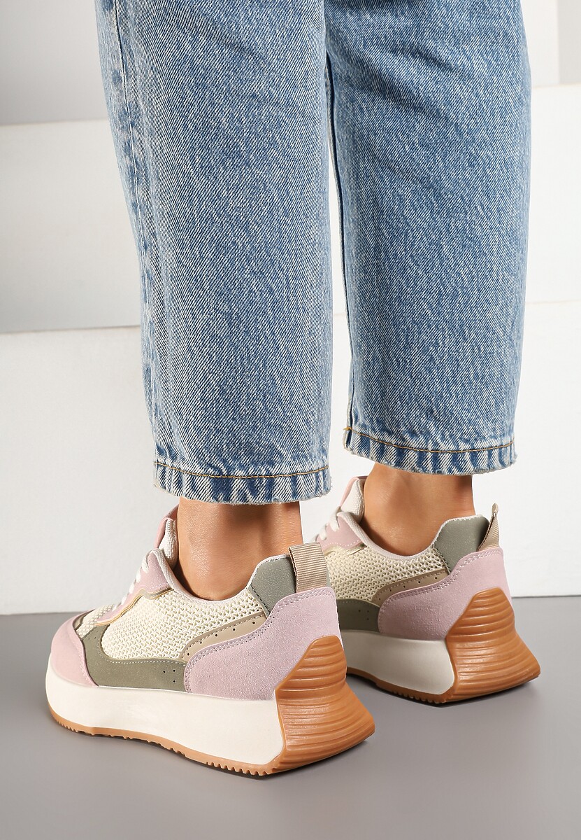 Różowe Sneakersy Ozdobione Geometrycznym Motywem Calgis