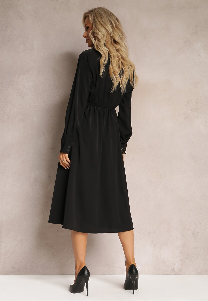 Czarna Sukienka Koszulowa Pumpa