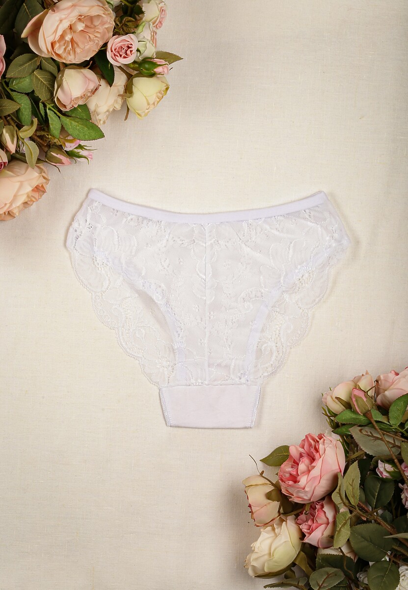 Białe Majtki Figi z Koronką z Tyłu Katriele