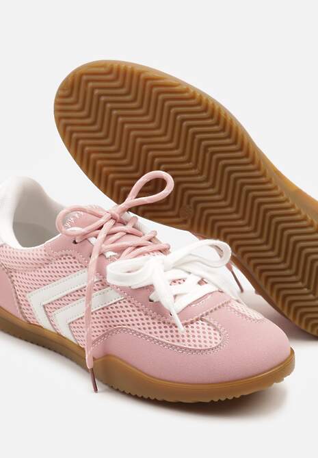 Różowe Sneakersy w Stylu Tenisówek Ozdobione Geometrycznym Wzorem Teloriella