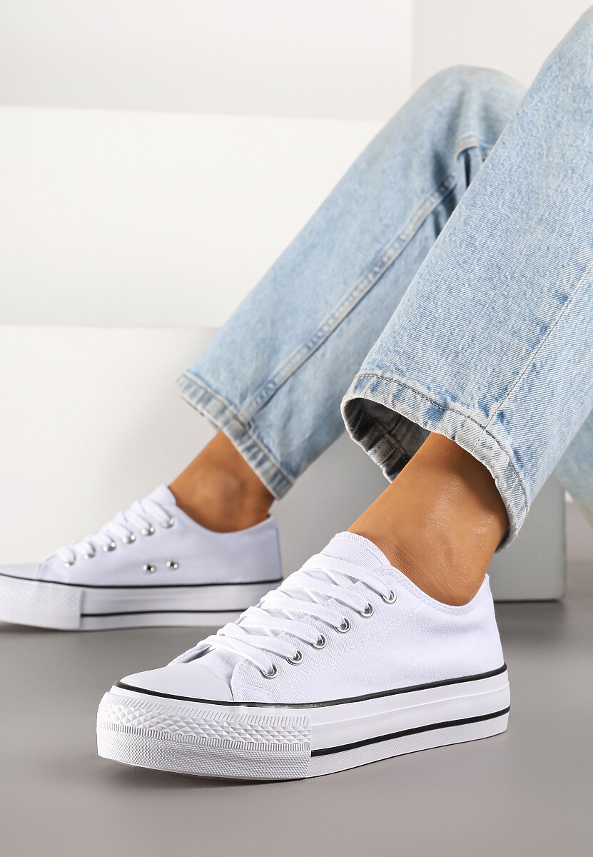 Biało-Czarne Trampki Vices na Platformie z Niską Cholewką Tiloria