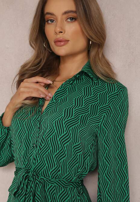 Zielona Sukienka Koszulowa Lelli