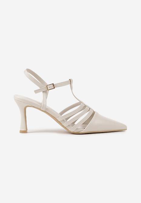 Jasnobeżowe Sandały Vices na Obcasie Typu Szpilka Tirenella