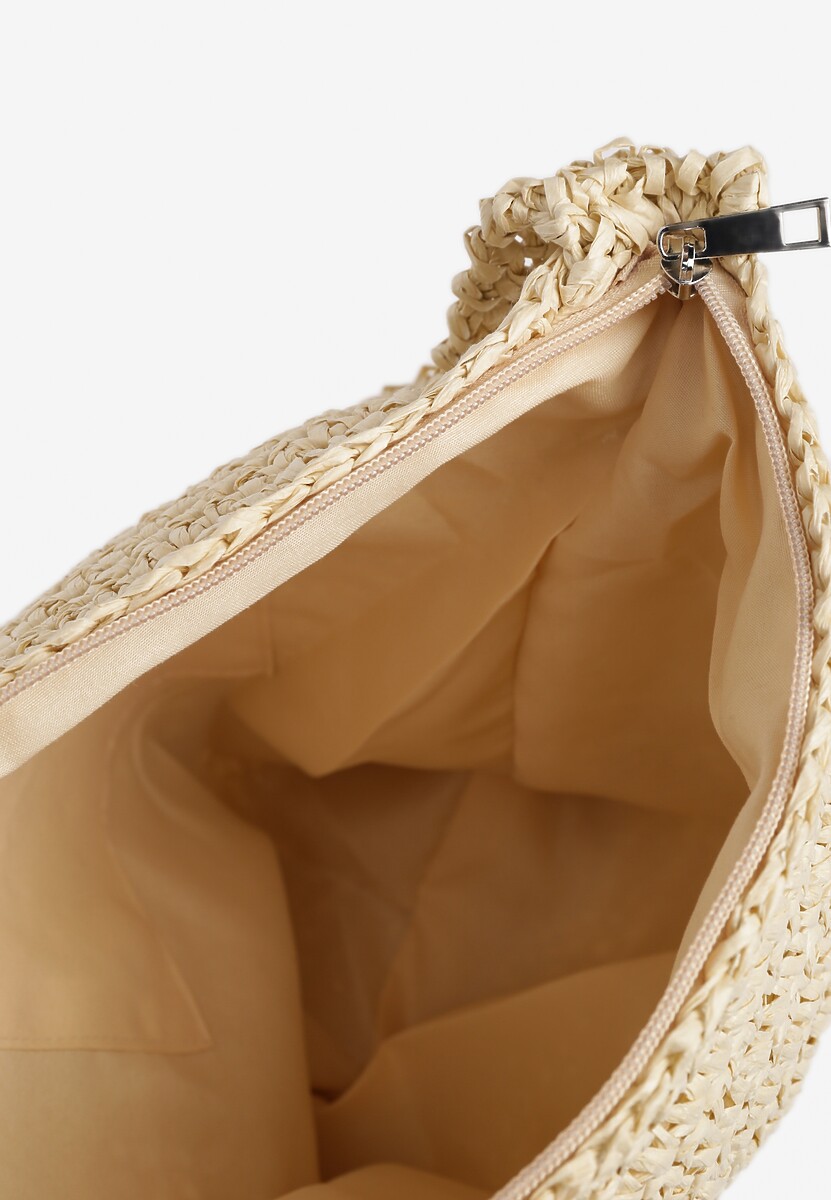 Beżowa Torebka o Okrągłym Kształcie Ozdobiona Frędzlami Odisse