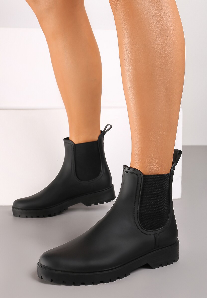 Czarne Kalosze Sztyblety na Płaskiej Podeszwie Irinndria