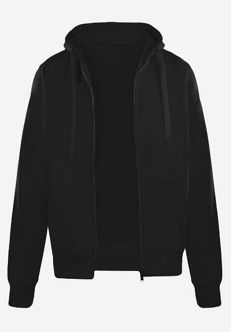 Czarna Bluza z Kapturem Zapinana na Suwak Edan