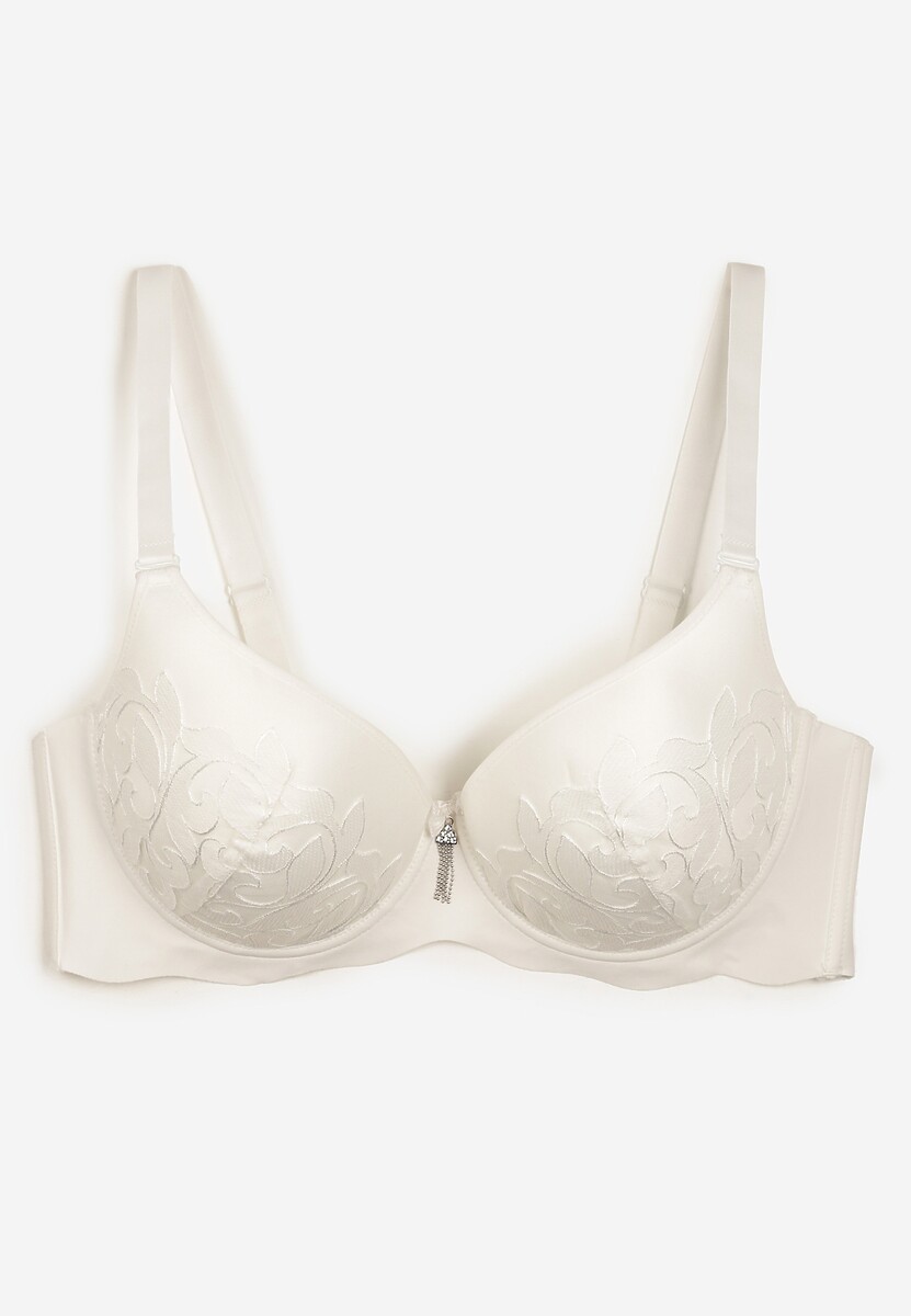 Jasnobeżowy Biustonosz  z Miseczkami Full Cup i Koronką Timapel