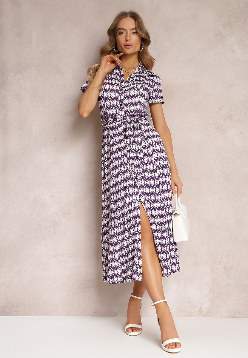 Fuksjowa Sukienka Mamci Koszulowa Wiązana w Pasie Maevana