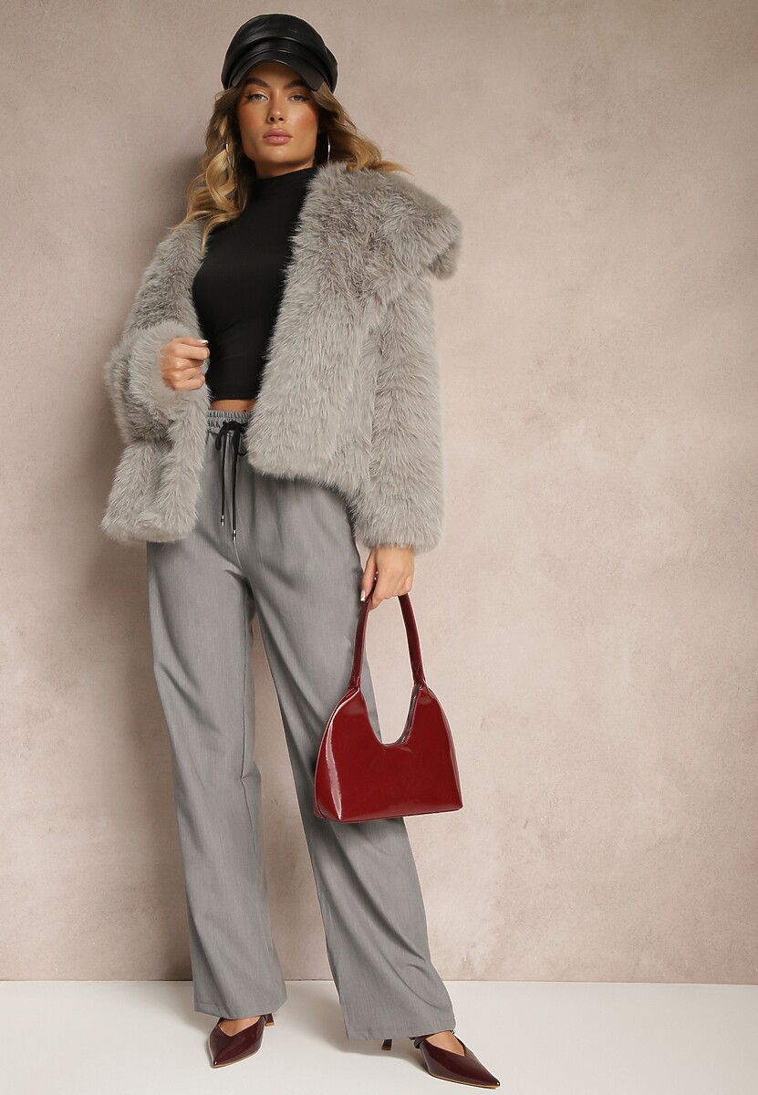 Czarne Klasyczne Spodnie z Gumką w Pasie i Sznurkiem Celarstia