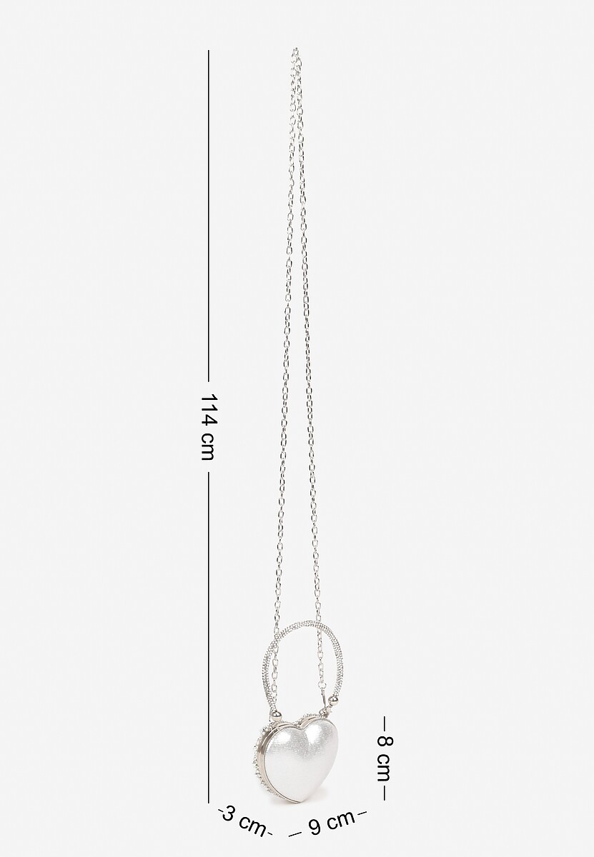 Srebrna Koktajlowa Torebka Serce Ozdobiona Cyrkoniami Deodore