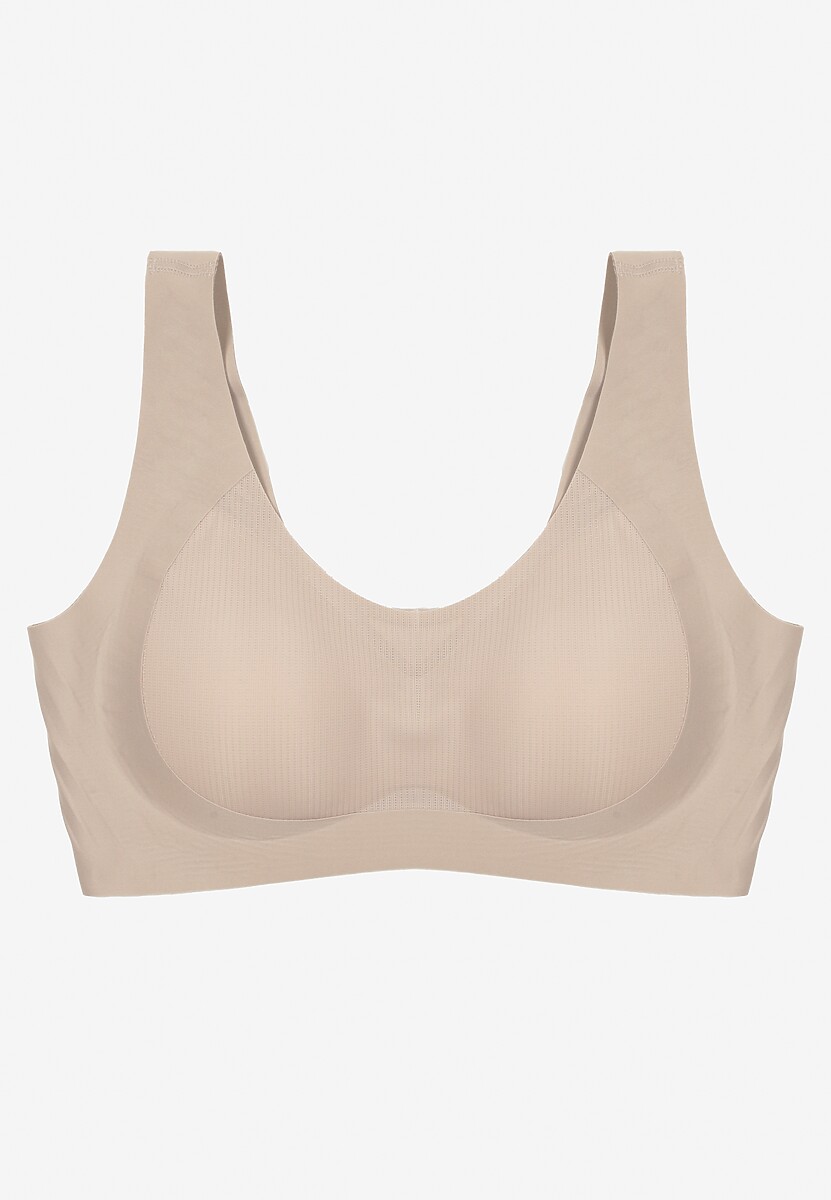 Jasnobeżowy Gładki Biustonosz Typu Braletka Harises