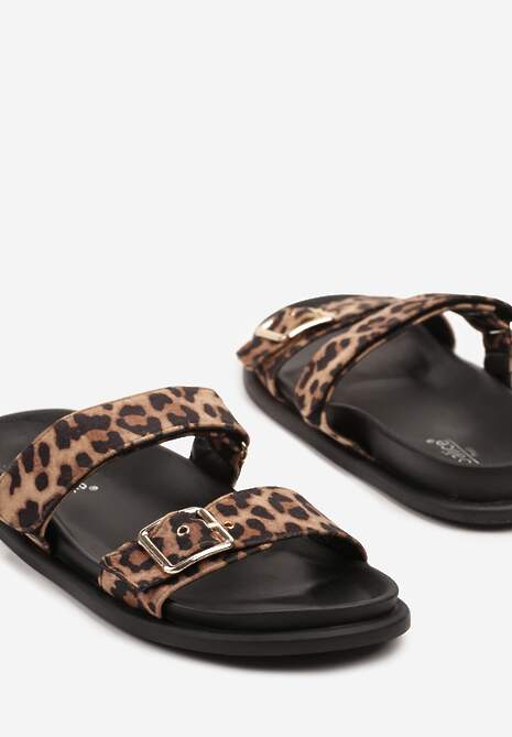 Panterkowe Klapki Ozdobione Dwoma Paskami Navinma