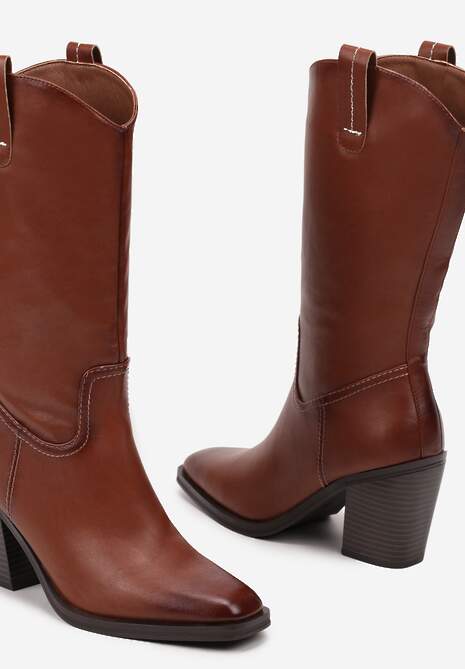 Brązowe Kozaki Kowbojki na Słupku Laoniae