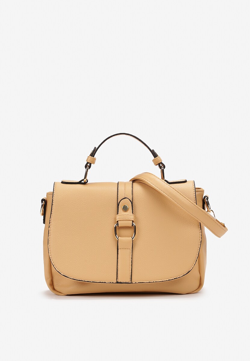 Żółta Torebka Listonoszka z Rączką i Paskiem z Imitacji Skóry Aleksandre