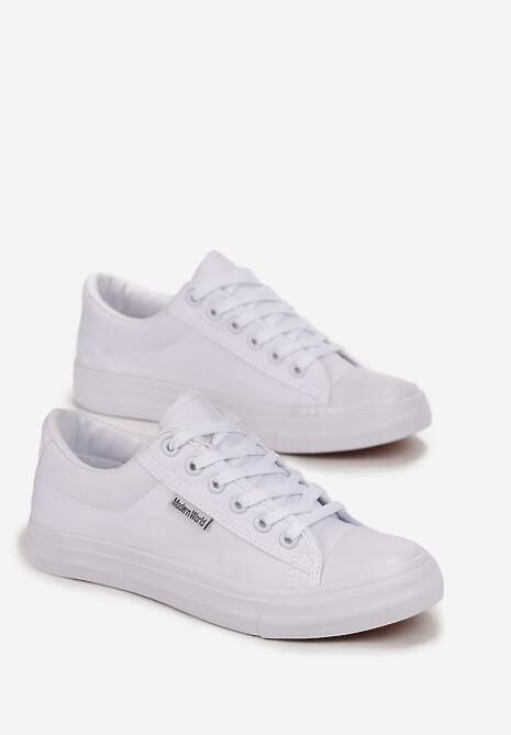 Białe Sznurowane Trampki przed Kostkę Eshen