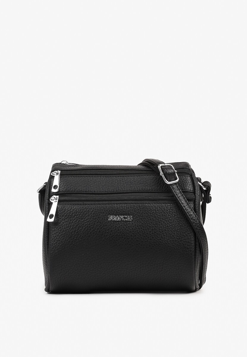 Czarna Mała Torebka Listonoszka z Kieszeniami na Suwak Savirette