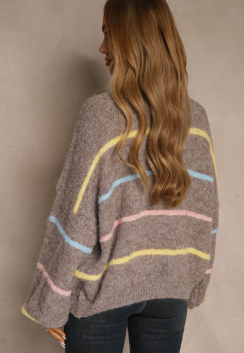 Beżowy Golf z Wełną w Paski Monallesa